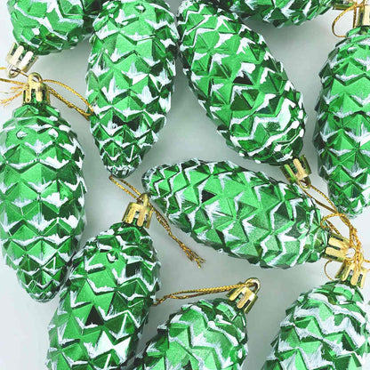 Christmas Pine Cone Ball 40 pcs Green Plastic