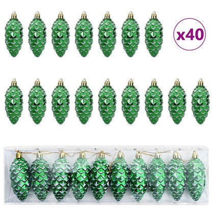 Christmas Pine Cone Ball 40 pcs Green Plastic