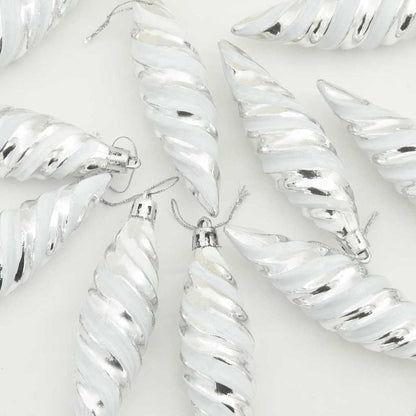 Christmas Spiral Shape Ball 40 pcs Silver Plastic