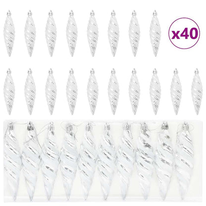 Christmas Spiral Shape Ball 40 pcs Silver Plastic