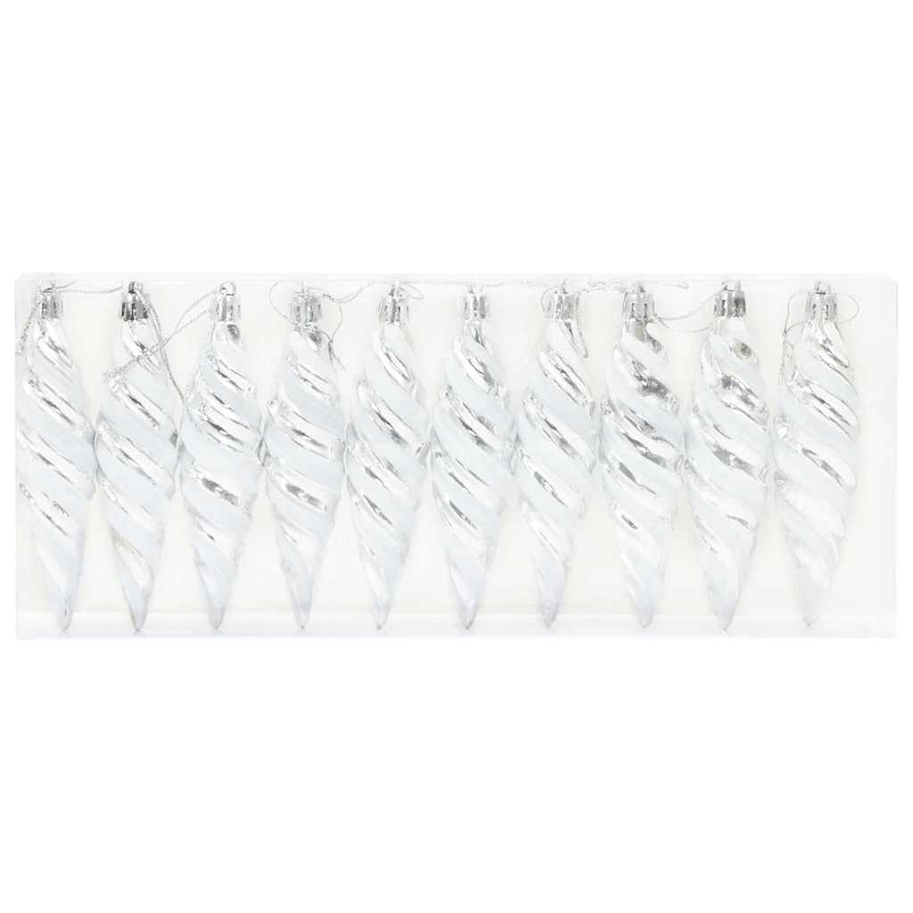 Christmas Spiral Shape Ball 40 pcs Silver Plastic