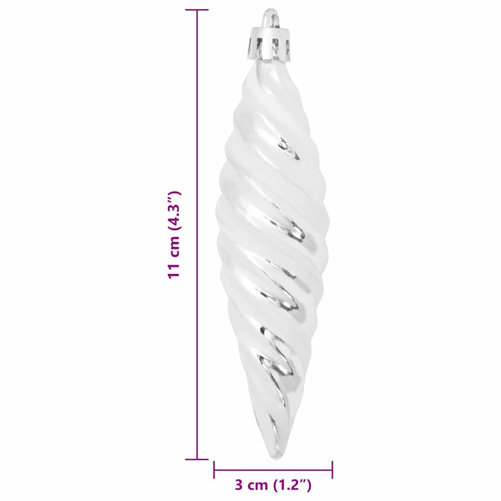 Christmas Spiral Shape Ball 40 pcs Silver Plastic