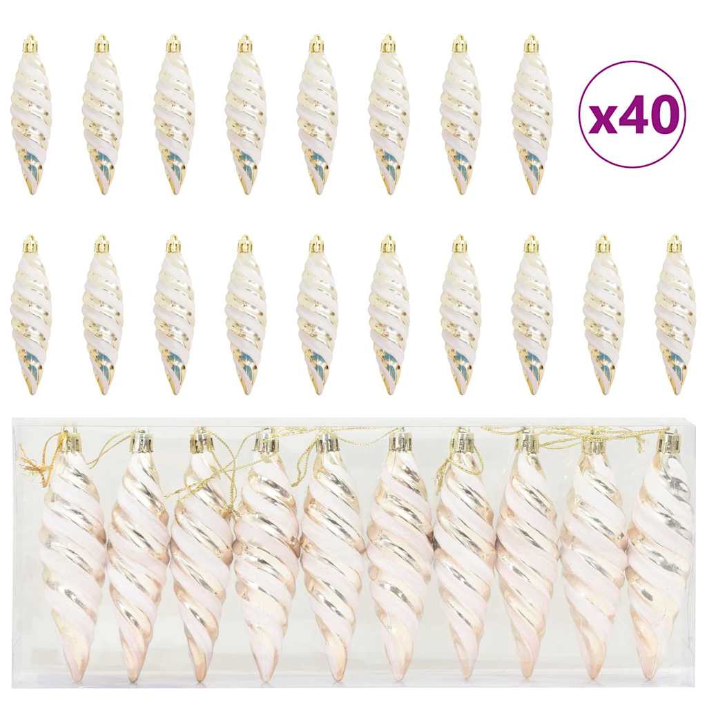 Christmas Spiral Shape Ball 40 pcs Champagne Plastic