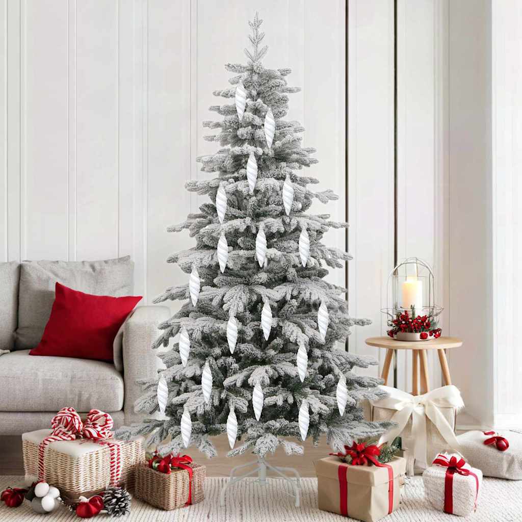 Christmas Spiral Shape Ball 40 pcs White Plastic