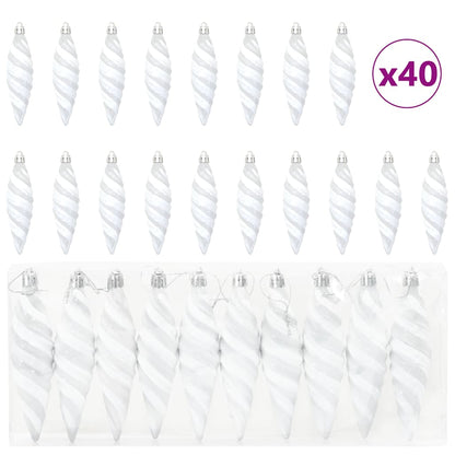 Christmas Spiral Shape Ball 40 pcs White Plastic