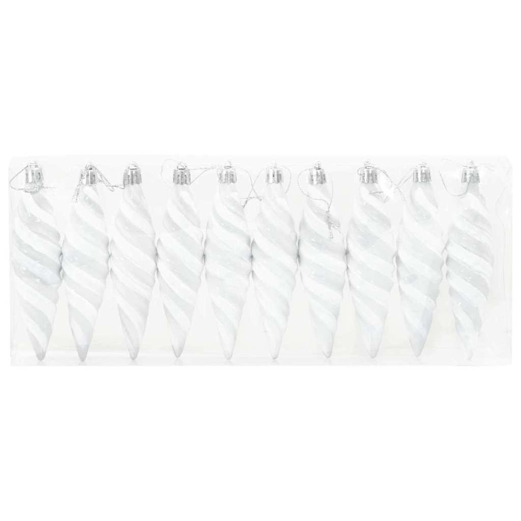 Christmas Spiral Shape Ball 40 pcs White Plastic