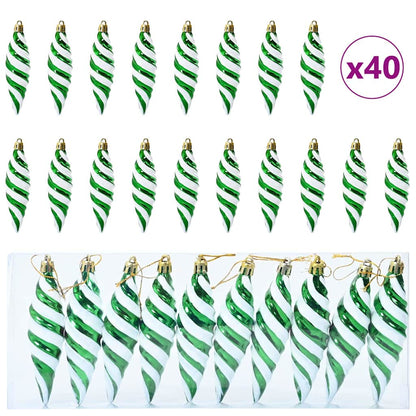 Christmas Spiral Shape Ball 40 pcs Green Plastic
