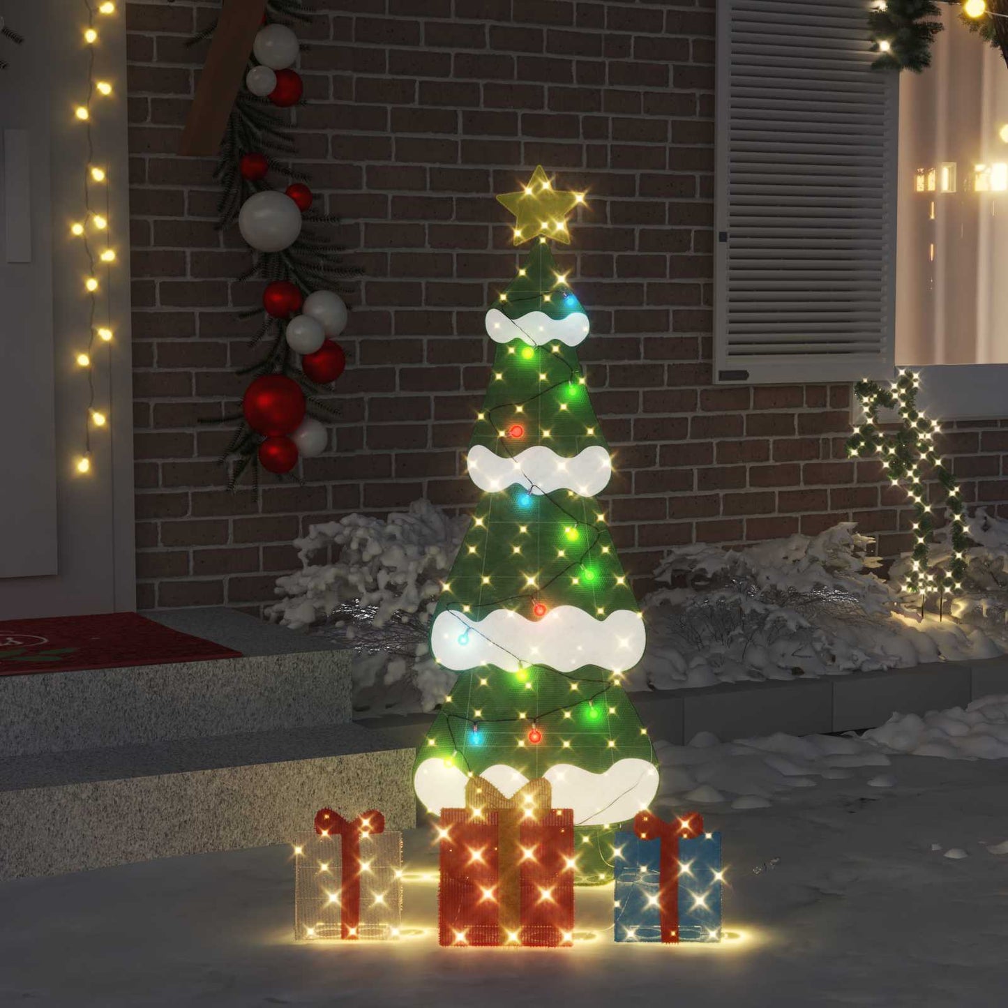 Lighted Christmas Tree with 3 Gift Boxes 2D Warm White 150 cm