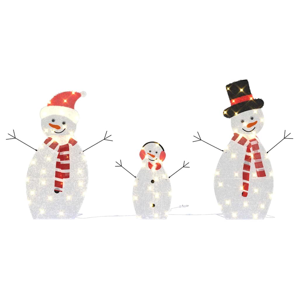Lighted Snowman Family 3 pcs Warm White Polyester
