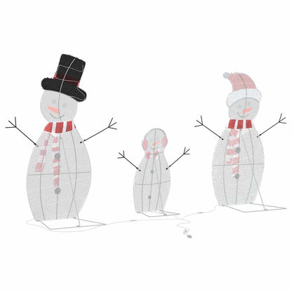 Lighted Snowman Family 3 pcs Warm White Polyester