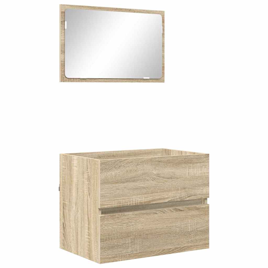 Bathroom Furniture Set with Drawer Sonoma Oak Engineered Wood