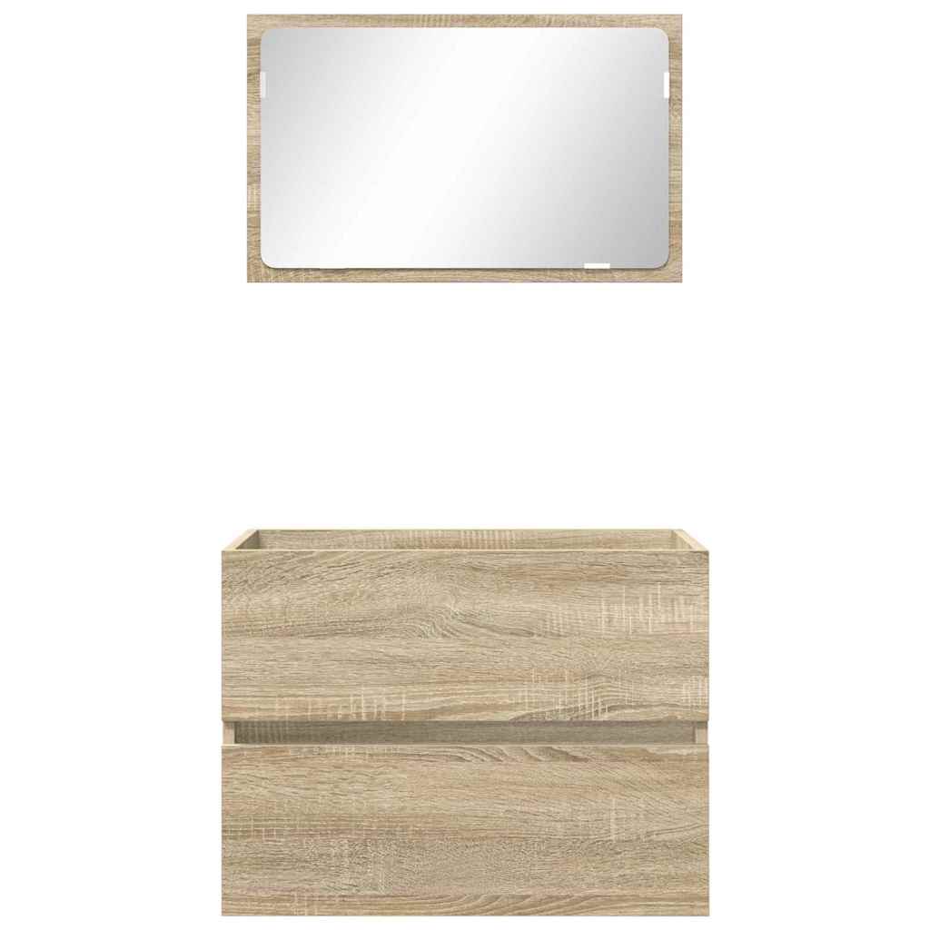 Bathroom Furniture Set with Drawer Sonoma Oak Engineered Wood
