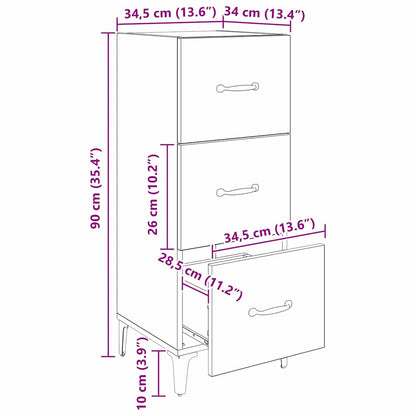 Sideboard Black Oak 34.5 x 34 x 90 cm Engineered Wood