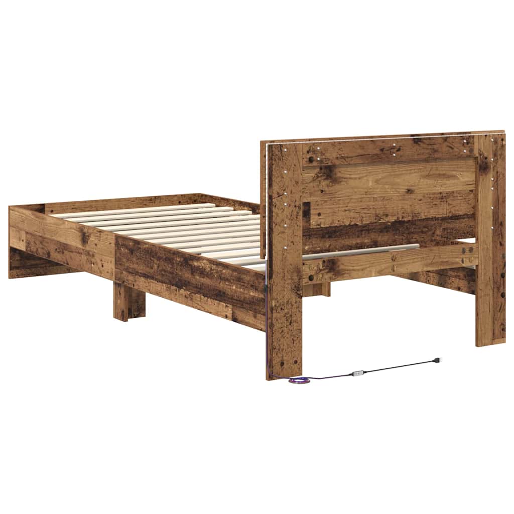 Bed Frame with Headboard Old Wood 90 x 200 cm Engineered Wood