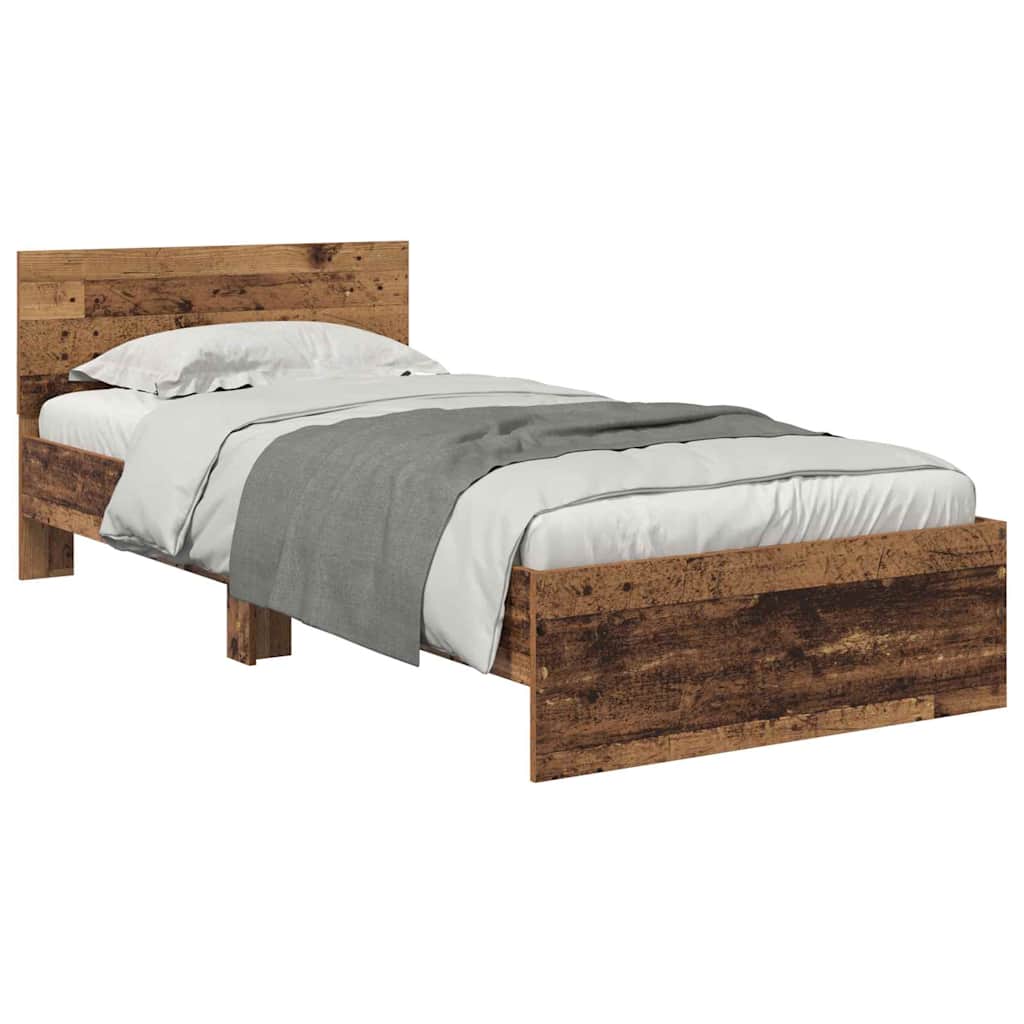Bed Frame with Headboard Old Wood 90 x 200 cm Engineered Wood
