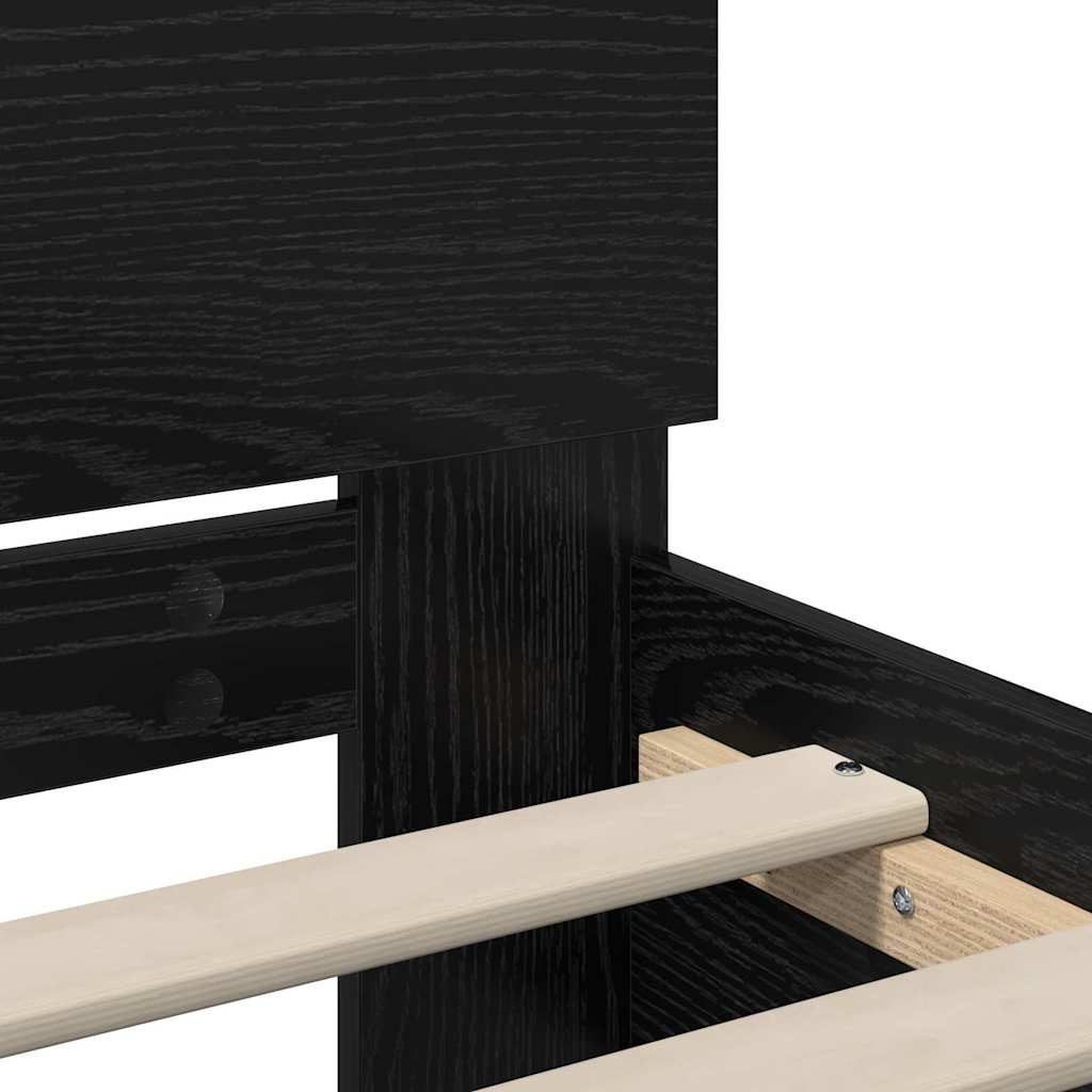 Bed Frame with Headboard Black Oak 90 x 200 cm Engineered Wood