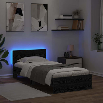 Bed Frame with Headboard Black Oak 90 x 200 cm Engineered Wood