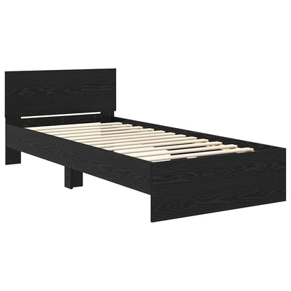 Bed Frame with Headboard Black Oak 90 x 200 cm Engineered Wood