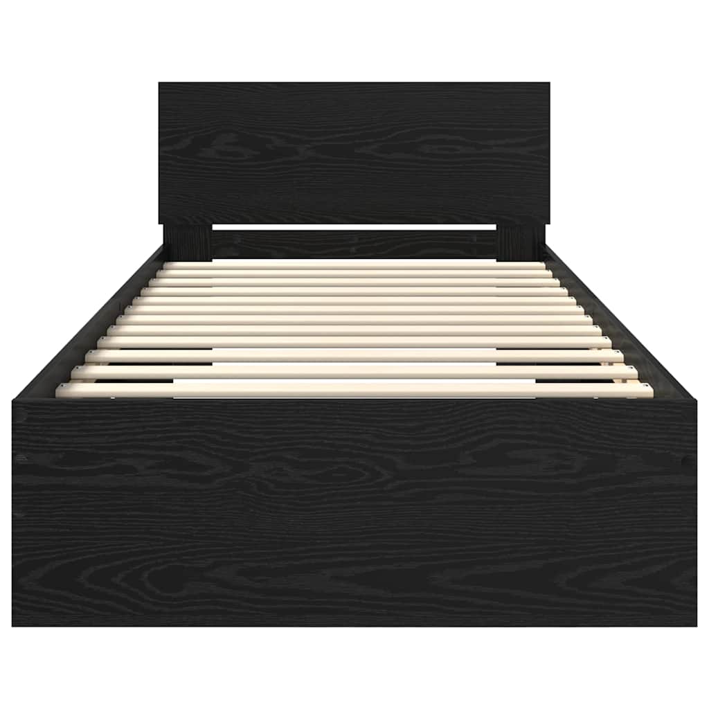 Bed Frame with Headboard Black Oak 90 x 200 cm Engineered Wood