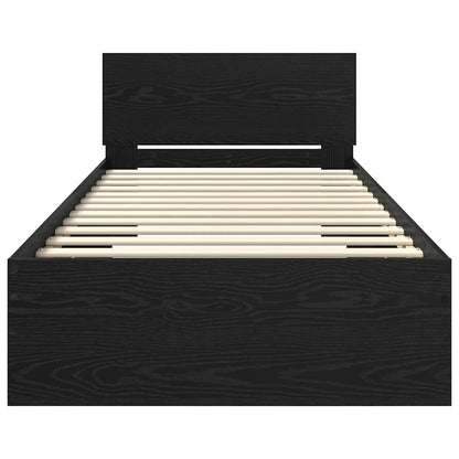 Bed Frame with Headboard Black Oak 90 x 200 cm Engineered Wood