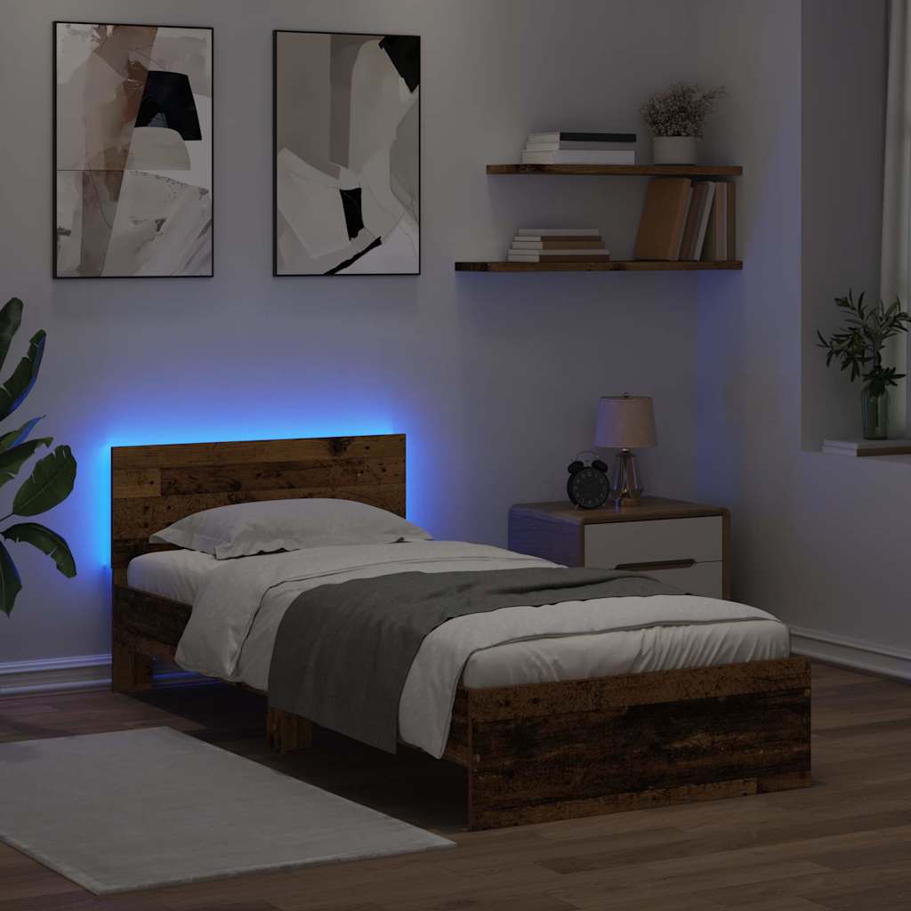 Bed Frame with Headboard Old Wood 90 x 190 cm Engineered Wood