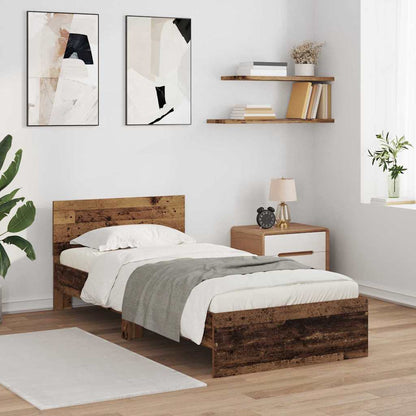 Bed Frame with Headboard Old Wood 90 x 190 cm Engineered Wood