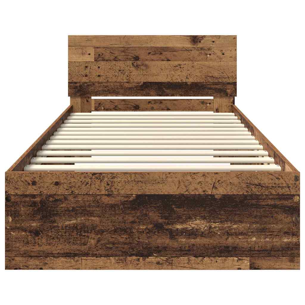 Bed Frame with Headboard Old Wood 90 x 190 cm Engineered Wood
