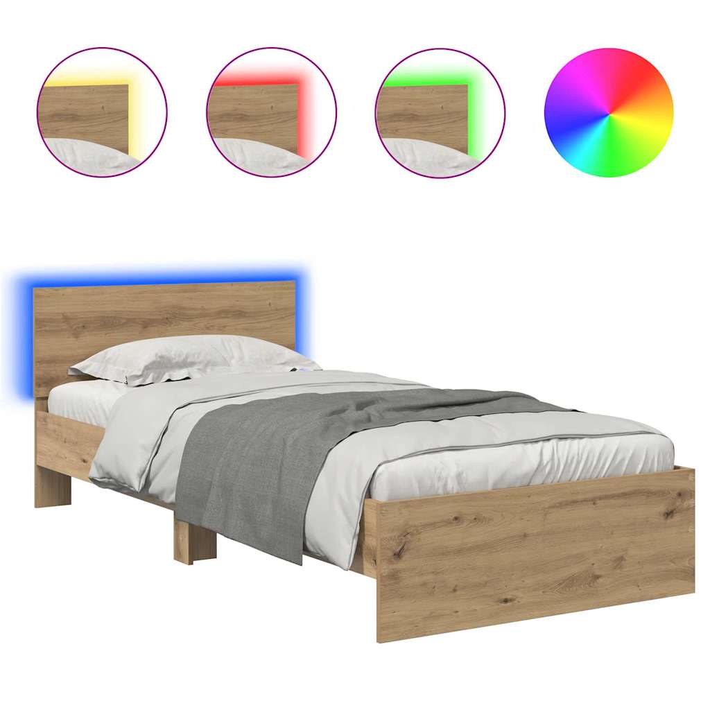 Bed Frame Artisan Oak 90 x 190 cm Engineered Wood