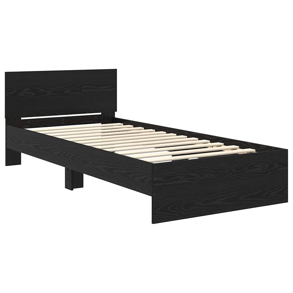Bed Frame with Headboard Black Oak 90 x 190 cm Engineered Wood