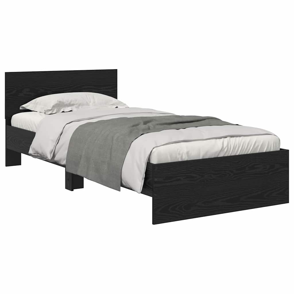 Bed Frame with Headboard Black Oak 90 x 190 cm Engineered Wood