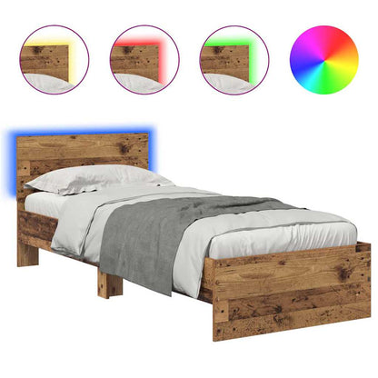 Bed Frame with Headboard Old Wood 75 x 190 cm Engineered Wood