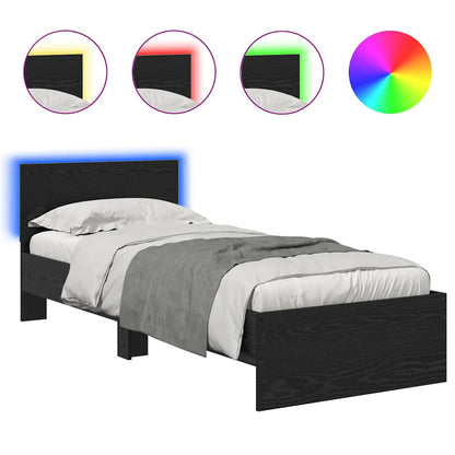 Bed Frame with Headboard Black Oak 75 x 190 cm Engineered Wood