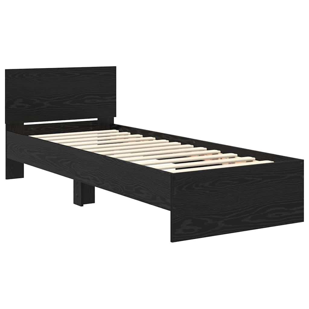 Bed Frame with Headboard Black Oak 75 x 190 cm Engineered Wood