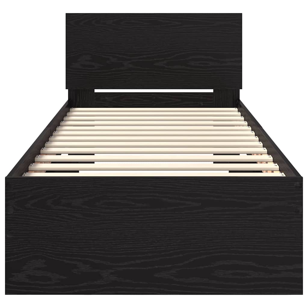 Bed Frame with Headboard Black Oak 75 x 190 cm Engineered Wood