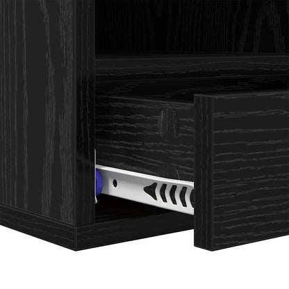 Printer Stand Black Oak 40 x 32 x 24 cm Engineered Wood