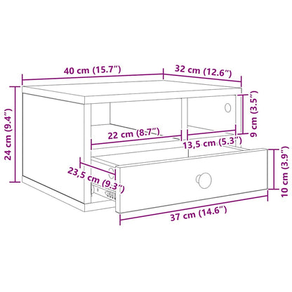 Printer Stand Black Oak 40 x 32 x 24 cm Engineered Wood