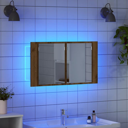 Bathroom Mirror Cabinet with Shelf Artisan Oak 80 x 12 x 45 cm