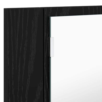 Bathroom Mirror Cabinet with Shelf Black Oak 80 x 12 x 45 cm