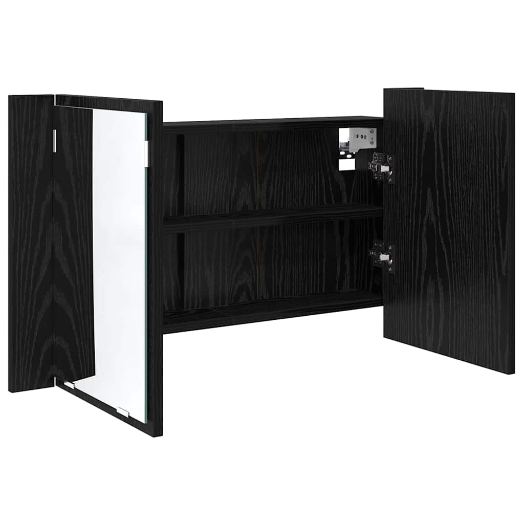 Bathroom Mirror Cabinet with Shelf Black Oak 80 x 12 x 45 cm