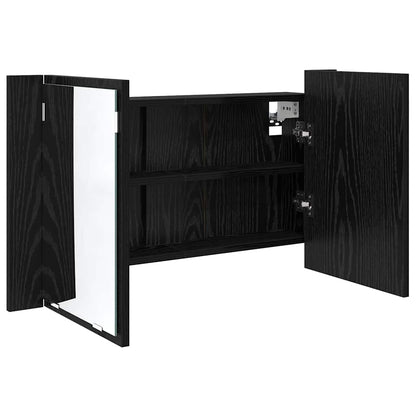 Bathroom Mirror Cabinet with Shelf Black Oak 80 x 12 x 45 cm