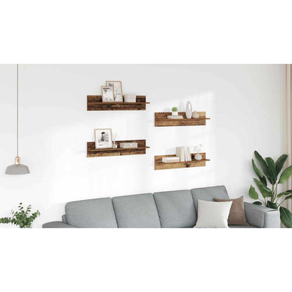 Wall Shelves 4 pcs Old Wood 80 x 11.5 x 18 cm Engineered Wood