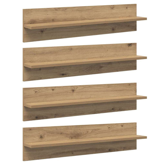 Wall Shelves with Shelf 4 pcs Artisan Oak 80 x 11.5 x 18 cm