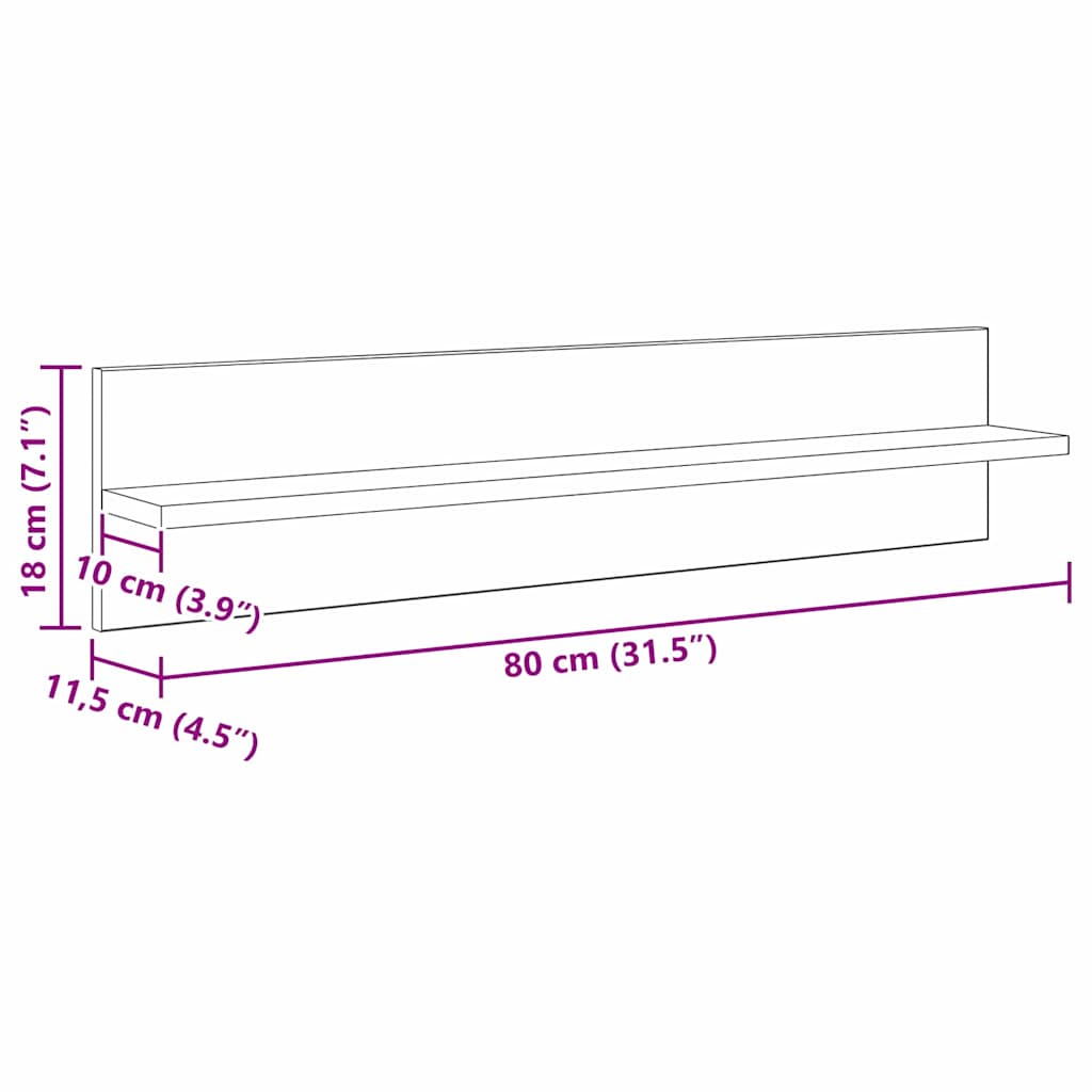 Wall Shelves with Shelf 4 pcs Artisan Oak 80 x 11.5 x 18 cm