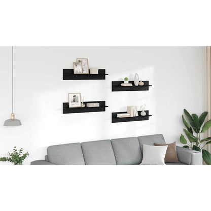 Wall Shelves 4 pcs Black Oak 80 x 11.5 x 18 cm Engineered Wood