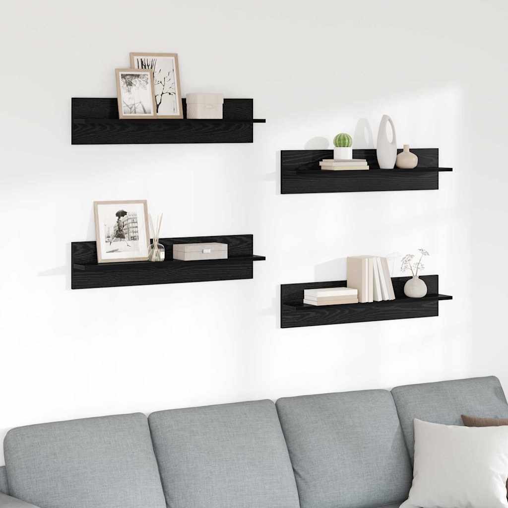 Wall Shelves 4 pcs Black Oak 80 x 11.5 x 18 cm Engineered Wood
