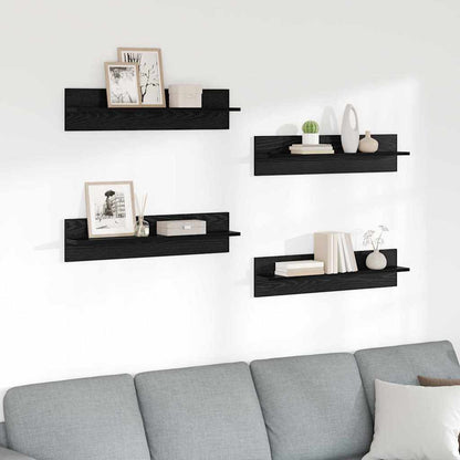 Wall Shelves 4 pcs Black Oak 80 x 11.5 x 18 cm Engineered Wood