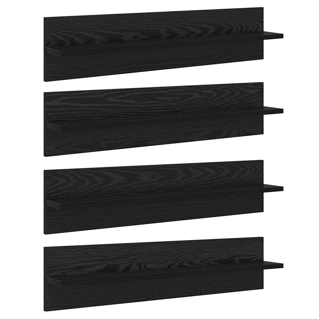 Wall Shelves 4 pcs Black Oak 80 x 11.5 x 18 cm Engineered Wood