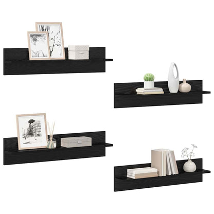 Wall Shelves 4 pcs Black Oak 80 x 11.5 x 18 cm Engineered Wood