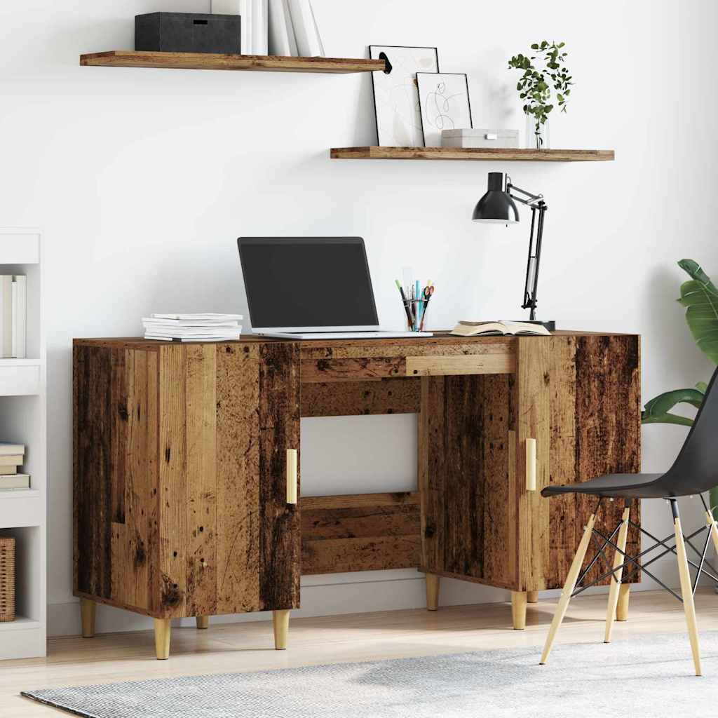 Desk with Shelf Old Wood 140 x 50 x 75 cm Engineered Wood