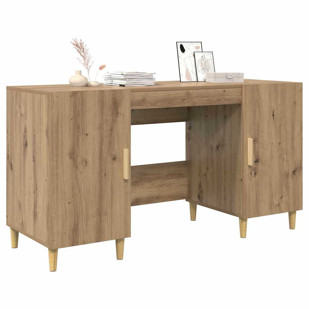 Desk with Shelf Artisan Oak 140 x 50 x 75 cm Engineered Wood